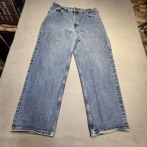 Vintage Nautica Baggy Jeans Mens 38x31 Blue Straight Y2k Skater Distressed Denim